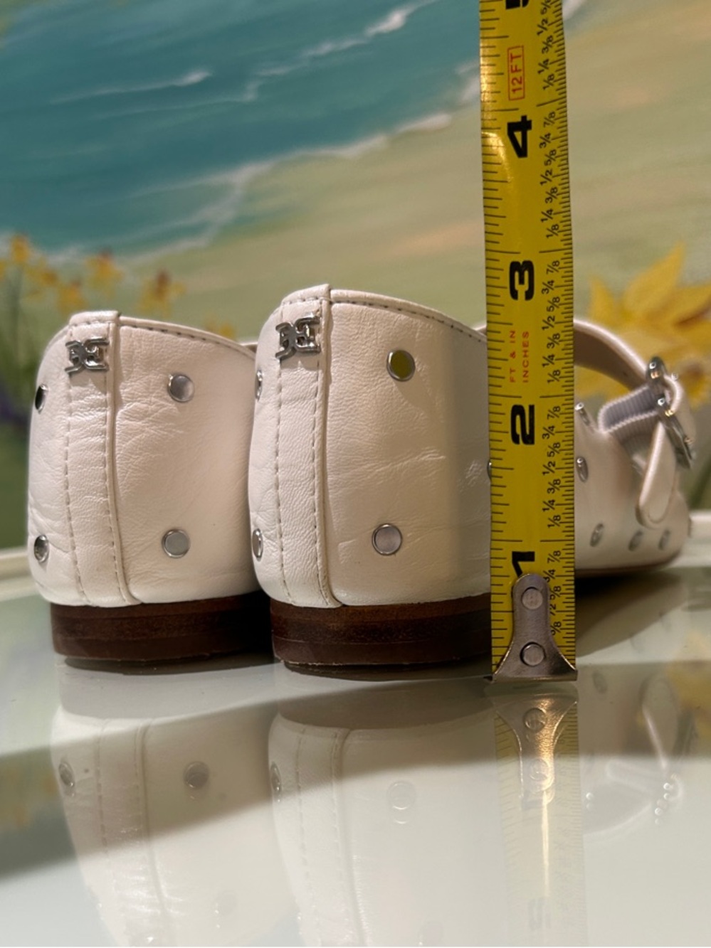 Sam Edelman Michaela Studded Leather White Mary Jane Flats. Size 8.5 - Picture 13 of 15